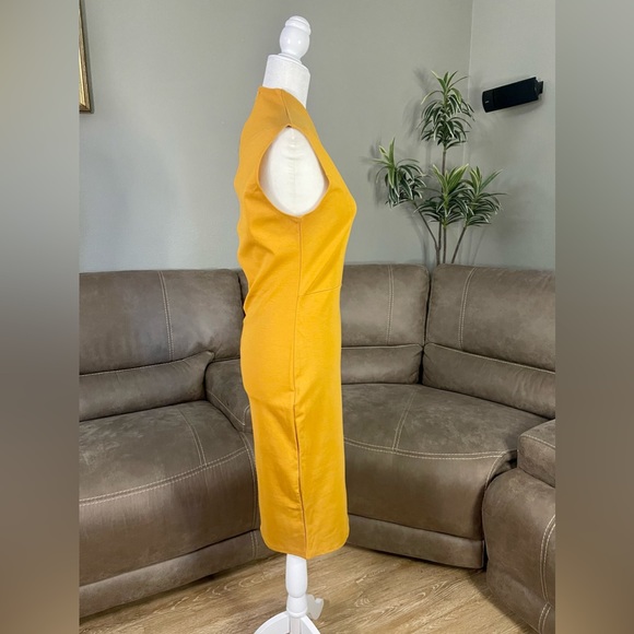 🔥SEXY WORKWEAR🔥NWT Rolla Coster Mustard Yellow Bodycon Midi Dress Sz L Large - Picture 5 of 9